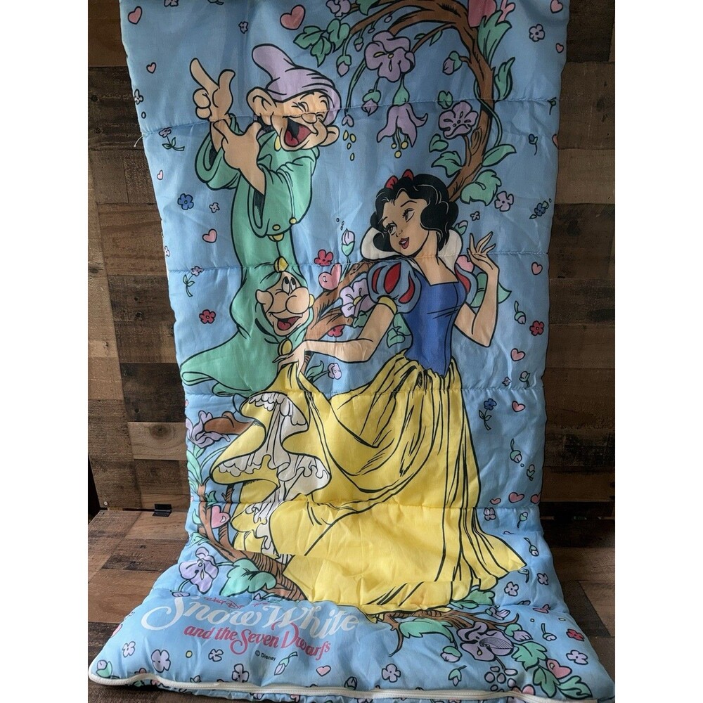 Vintage 90s Snow White Sleeping Bag Seven Dwarfs Disney World Kids Youth 57x30